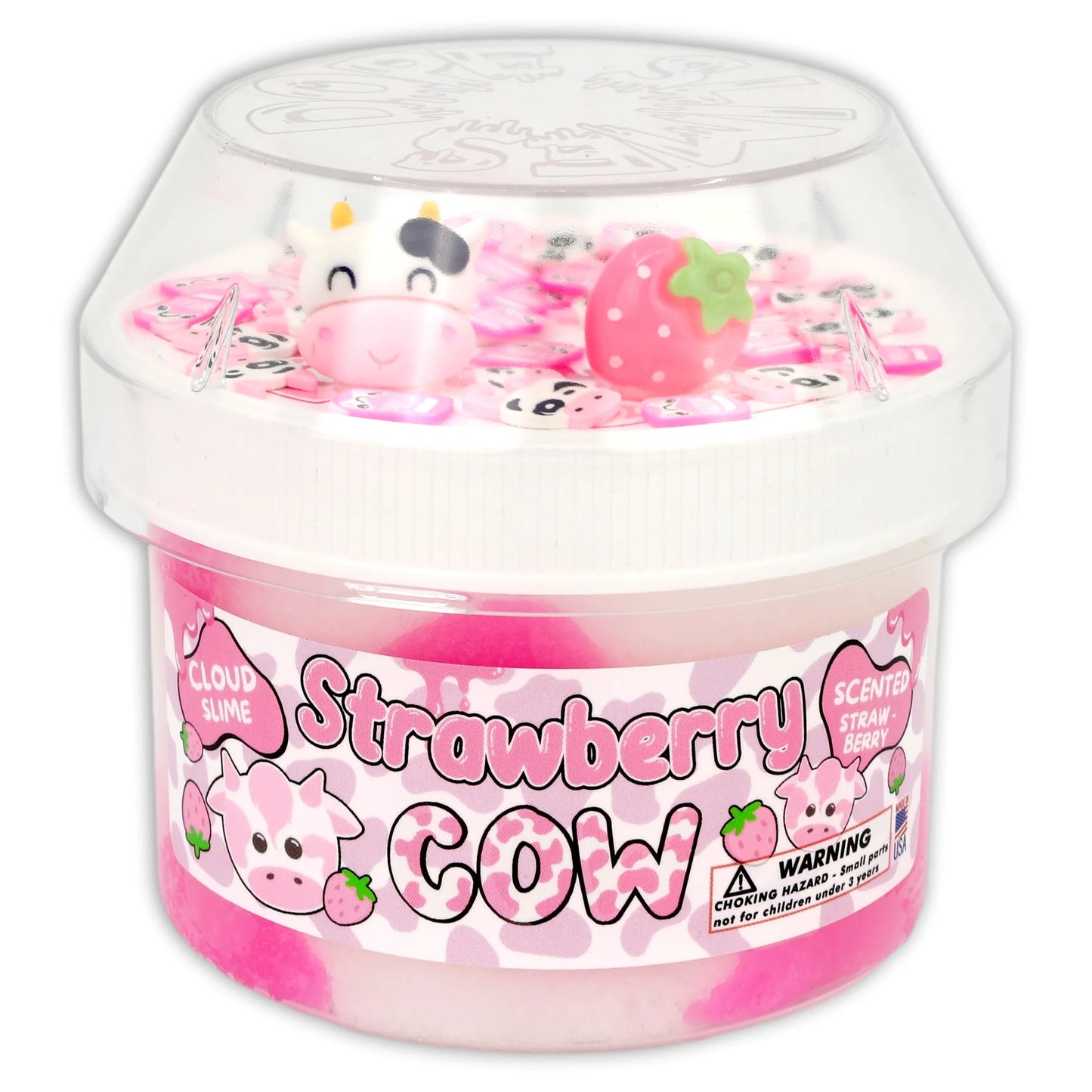 Strawberry Cow - Cloud Textured Slime - Handmade in USA - Dope Slimes - Pink - 8 fl/oz