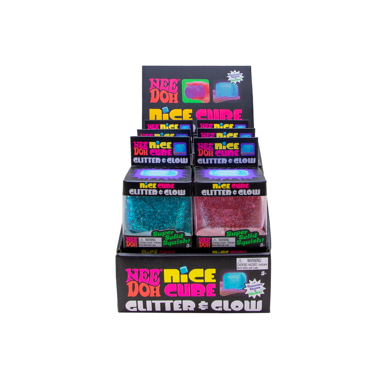 Schylling NeeDoh Glitter Glow Nice Cube Squishy Fidget Toy – Assorted Colors