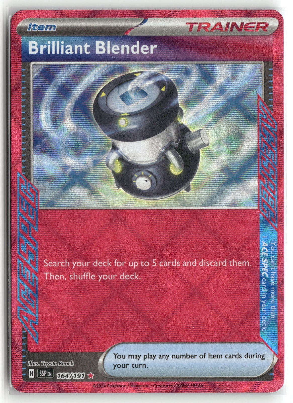 Pokemon Brilliant Blender 164/191 ACE SPEC Rare 2024 SV08: Surging Sparks