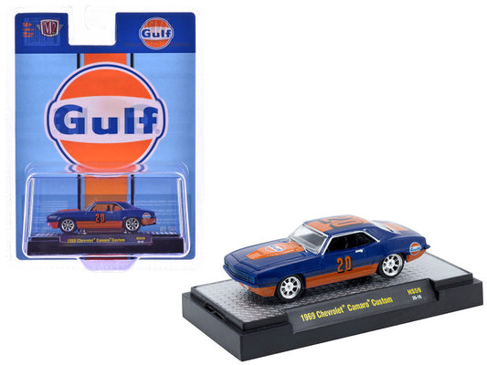 M2 Machines: Gulf Oil - 1969 Chevrolet Camaro Custom with Custom Gulf Graphics in Blue and Orange
