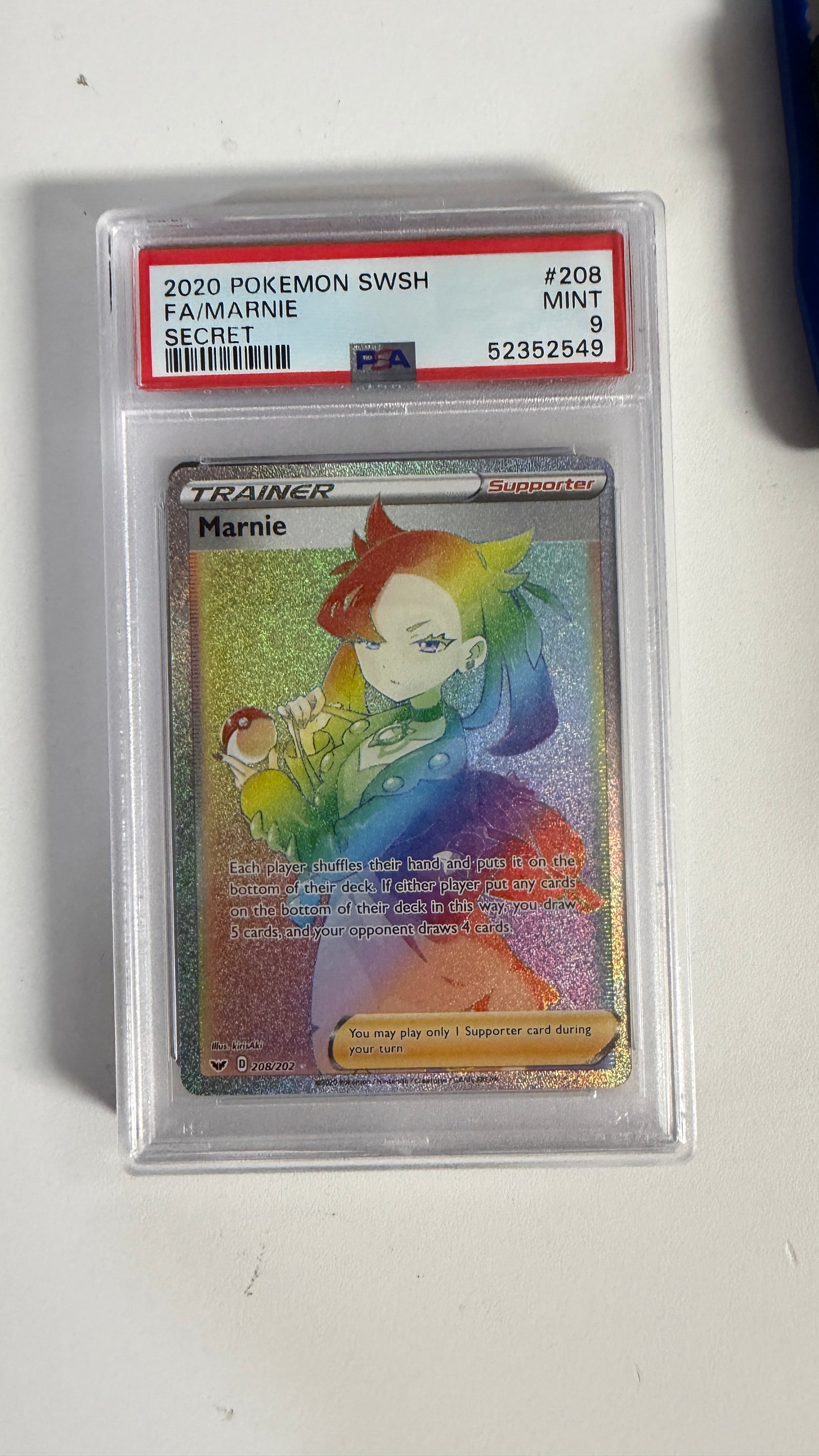 2020 Pokemon Swsh Marnie Secret Rainbow #208 PSA 9