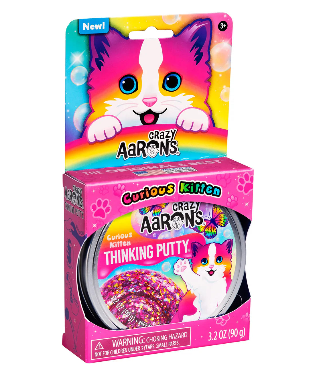 Crazy Aaron's Curious Kitten Putty Pets - Full size 4" Thinking Putty Tin