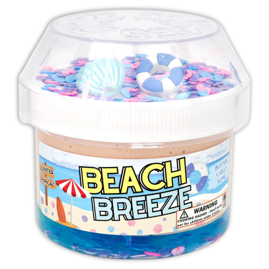 Beach Breeze - Hybrid Clear Butter Textured Slime - Handmade in USA - Dope Slimes - Beige/Blue - 8 fl/oz