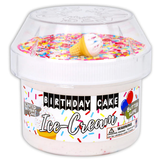 Birthday Cake Ice Cream - Butter Textured Slime - Handmade in USA - Dope Slimes - Scented - White