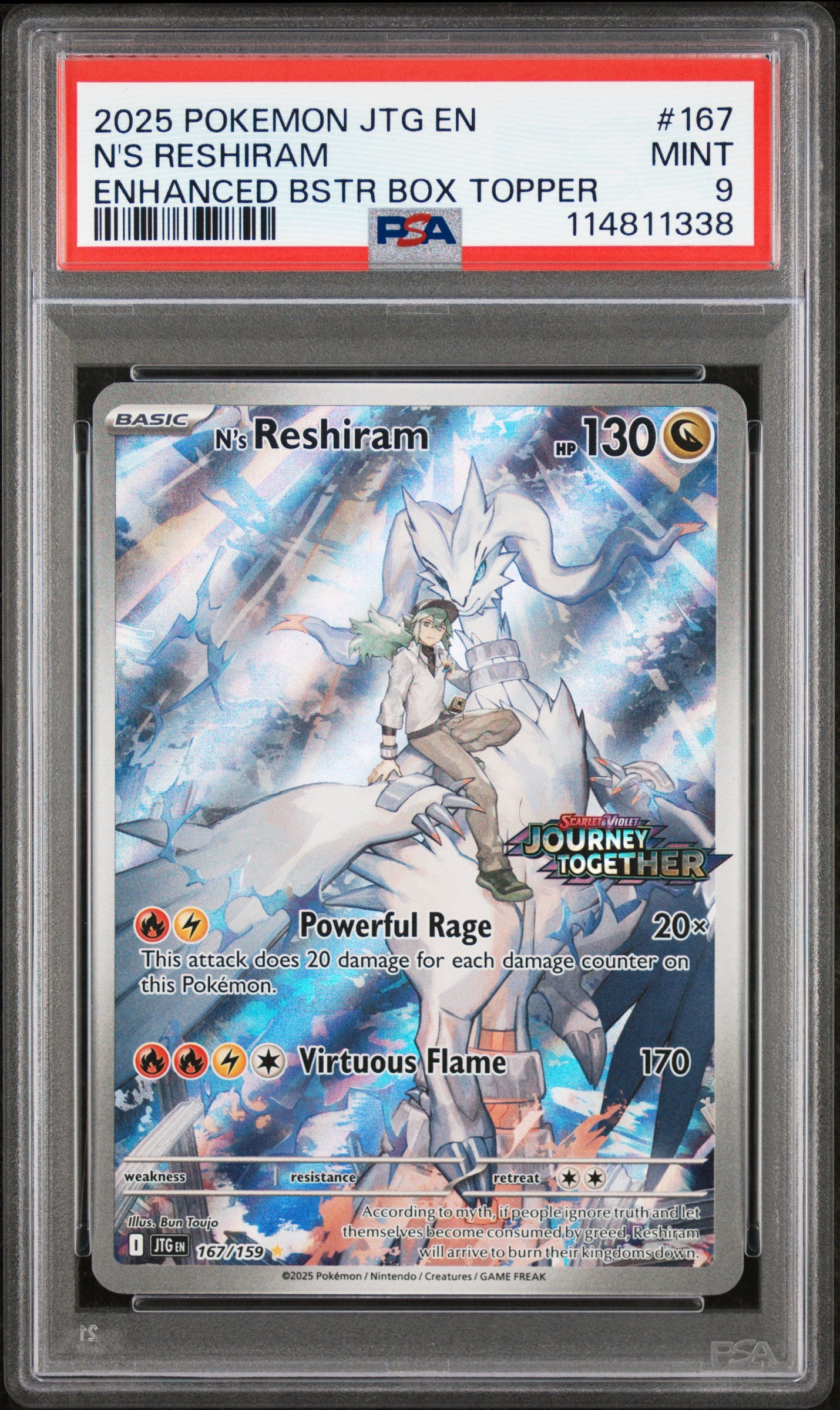 2025 Pokemon JTG EN N's Reshiram Stamped PSA 9