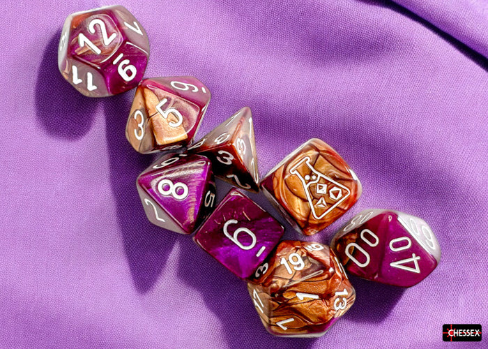 Chessex Lab Dice Polyhedral 7-Die set Gemini Purple/White CHX30071