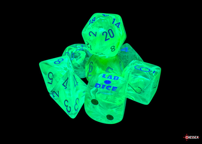 Chessex Lab Dice Polyhedral 7-Die set Nebula Gelatinous/White CHX30074