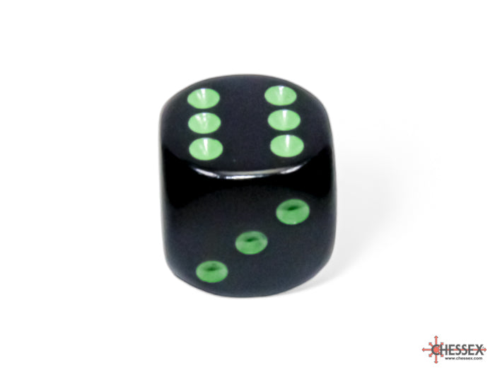 Chessex 16mm 12-Die Set-Opaque Black/Green CHX25658