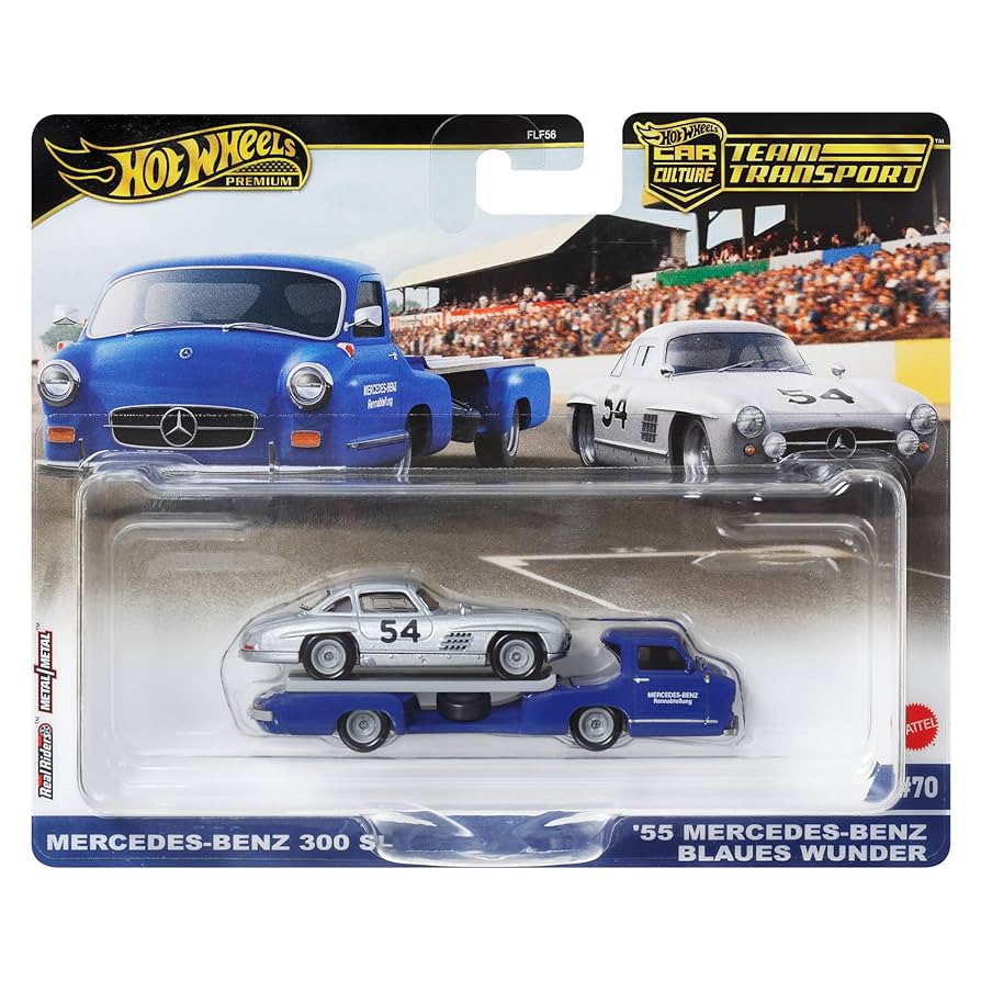 Hot wheels, premium car, culture car team transport Mercedes-Benz 300 SL wonder number 70