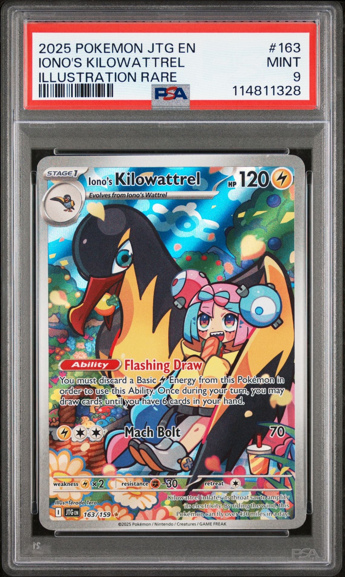 2025 Pokemon JTG EN Iono's Kilowattrel PSA 9