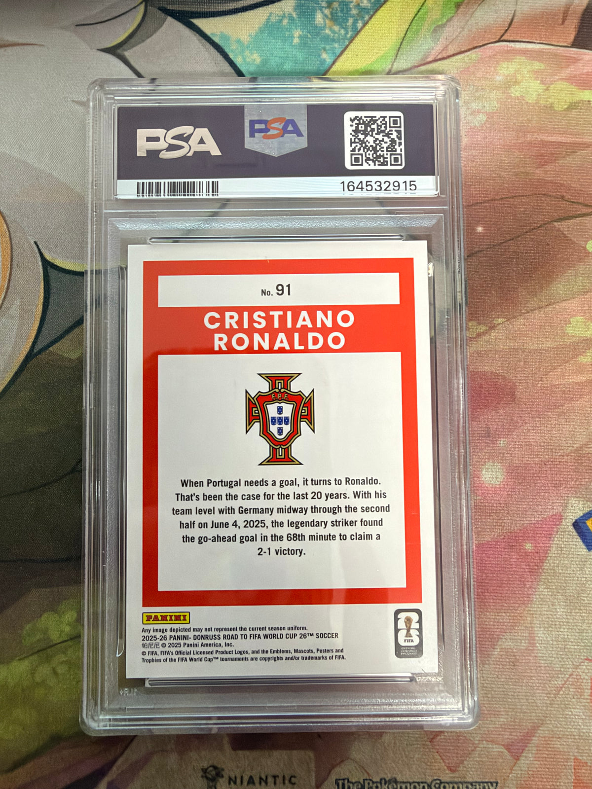 CONSIGN 2025-26 Donruss Road to World Cup '26 Cristiano Ronaldo Blue Swirl PSA #9