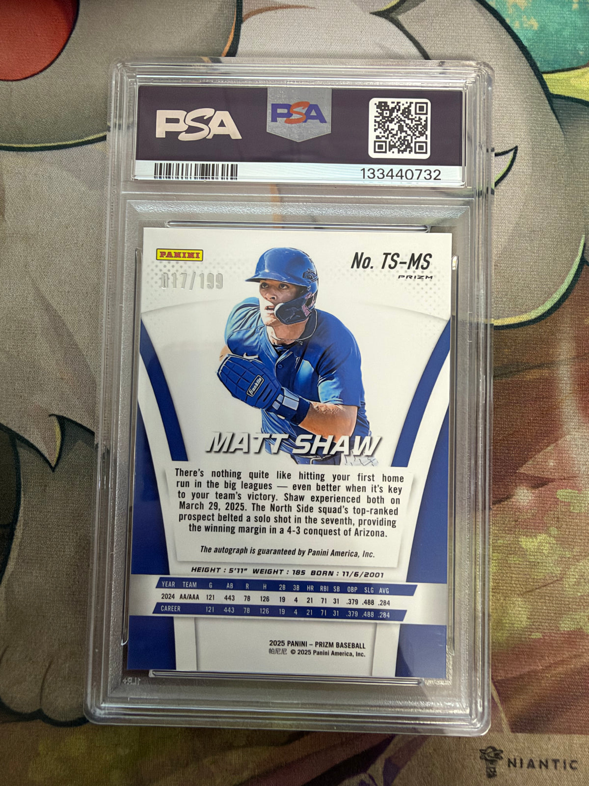 CONSIGN 2025 Panini Prizm Matt Shaw Throwback Sig Pulsar PSA #10