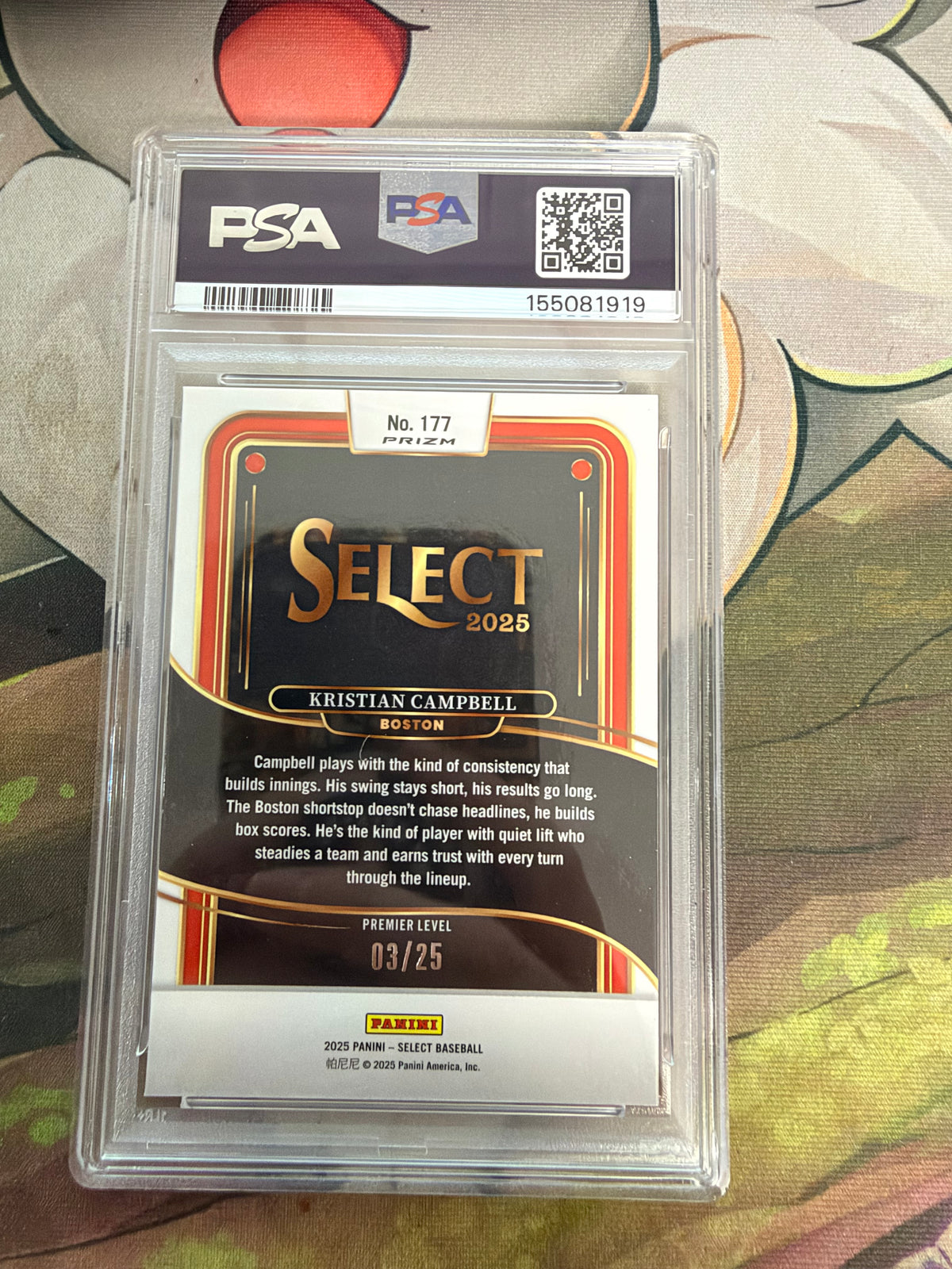 CONSIGN 2025 Select Kristian Campbell Tie-Dye Prizm PSA #8