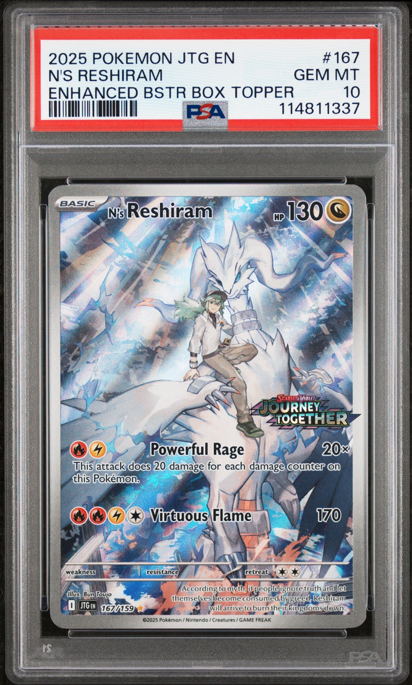 2025 Pokemon JTG EN N's Reshiram Stamped PSA 10
