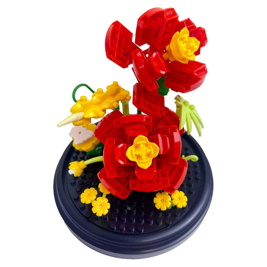 Botanical Blocks Red Rose Building Puzzle Display Dome