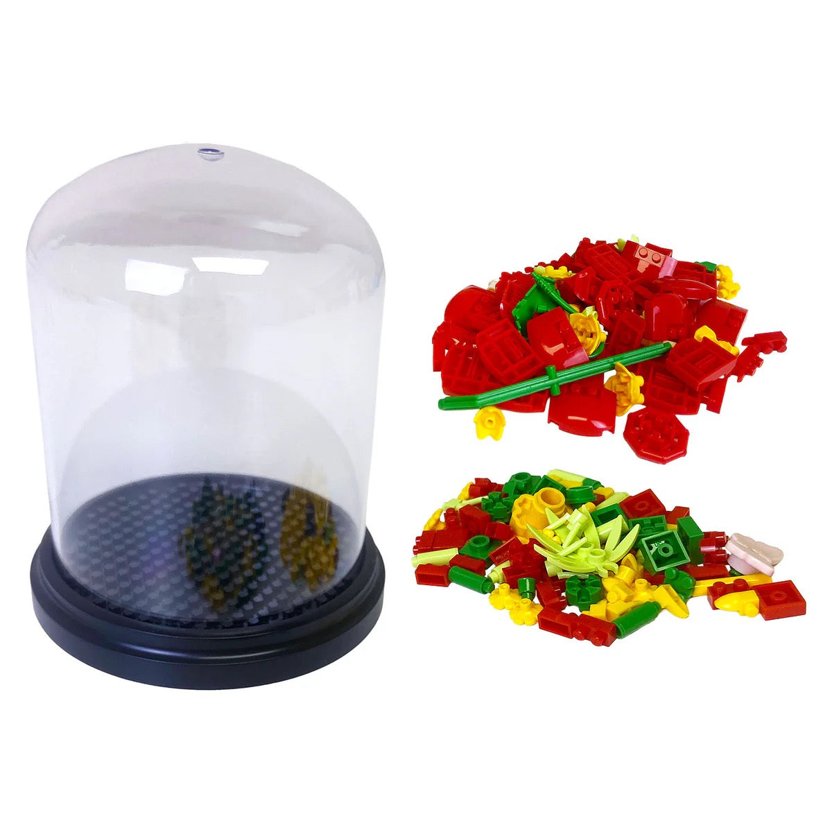 Botanical Blocks Red Rose Building Puzzle Display Dome