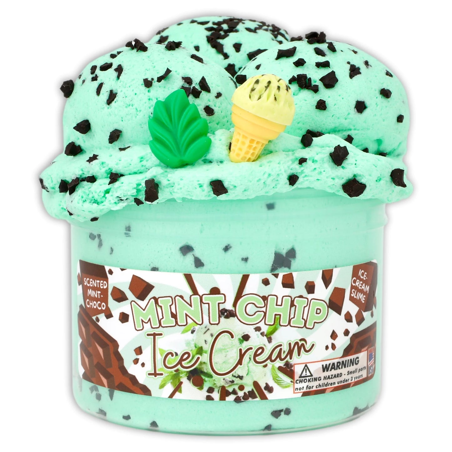 Mint Chip Ice Cream - Ice-Cream Textured Slime - Handmade in USA - Dope Slimes - Teal
