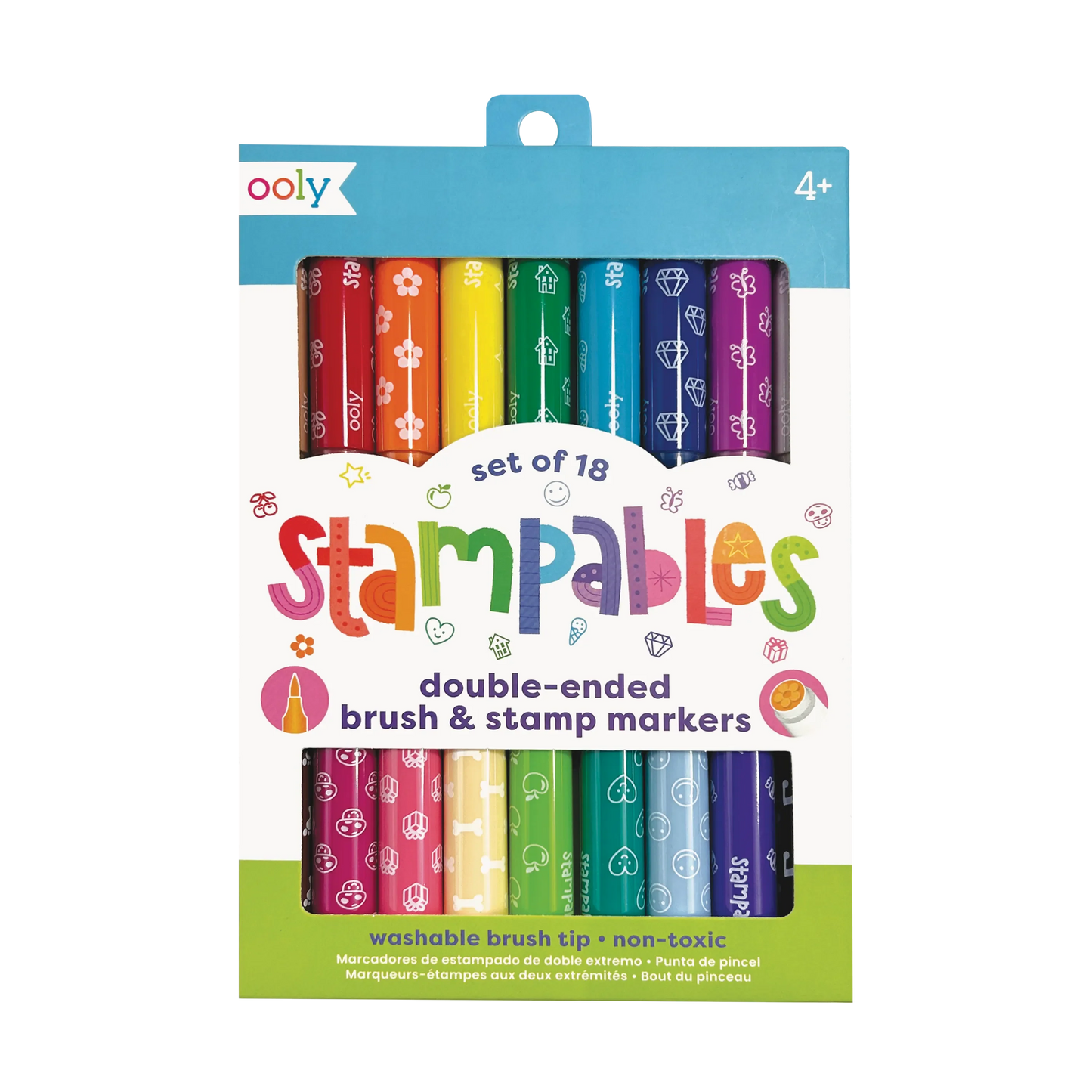 Stampables: Double-Ended Brush & Stamp Markers (Set of 18)