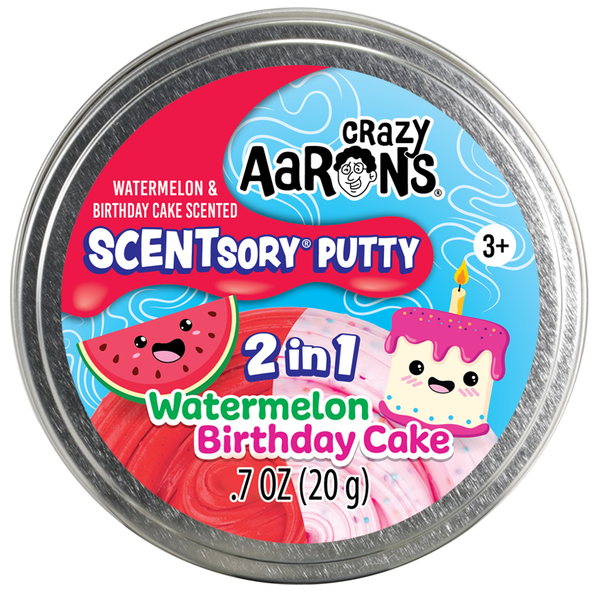 Crazy Aaron's Scentsory Watermelon Birthday Cake - 2.75" Thinking Putty Tin