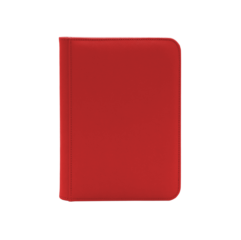 Generic 4-Pocket Zippered Toploader Binder - Leatherette Red (Holds 128)