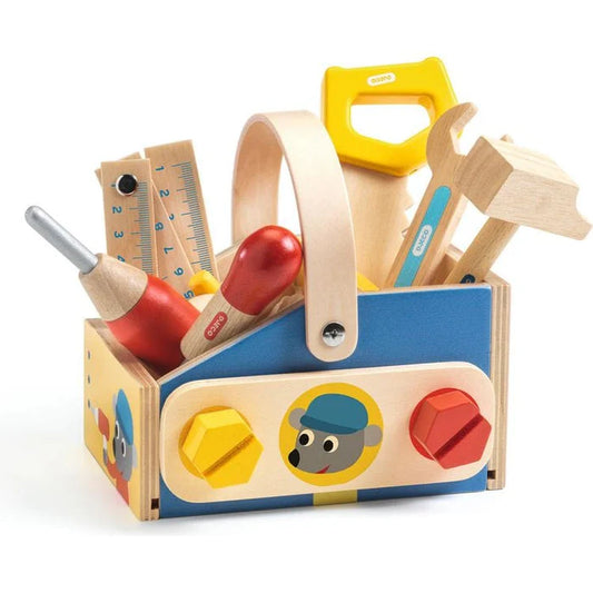 Djeco Minibrico Pretend Play Wooden Toolbox