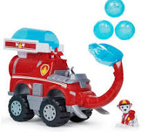 PAW Patrol Jungle Pups, Marshall Elephant Firetruck with Projectile Launcher, Toy Truck with Action Figure