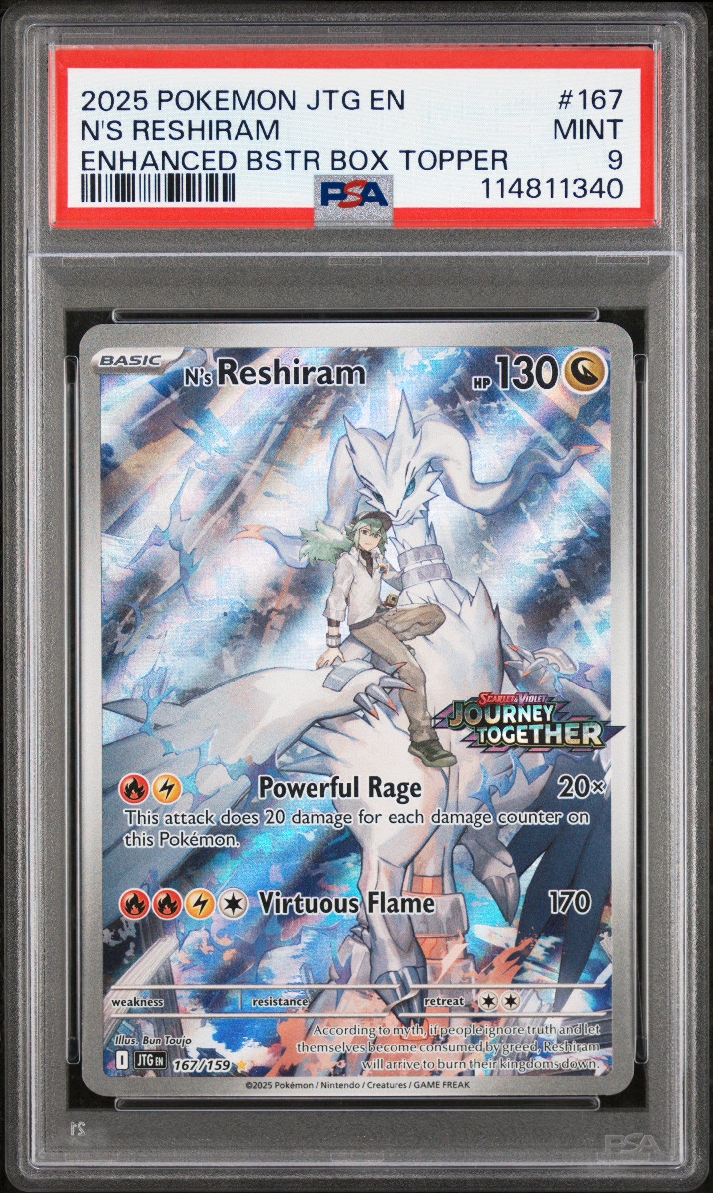 2025 Pokemon JTG EN N's Reshiram Stamped PSA 9