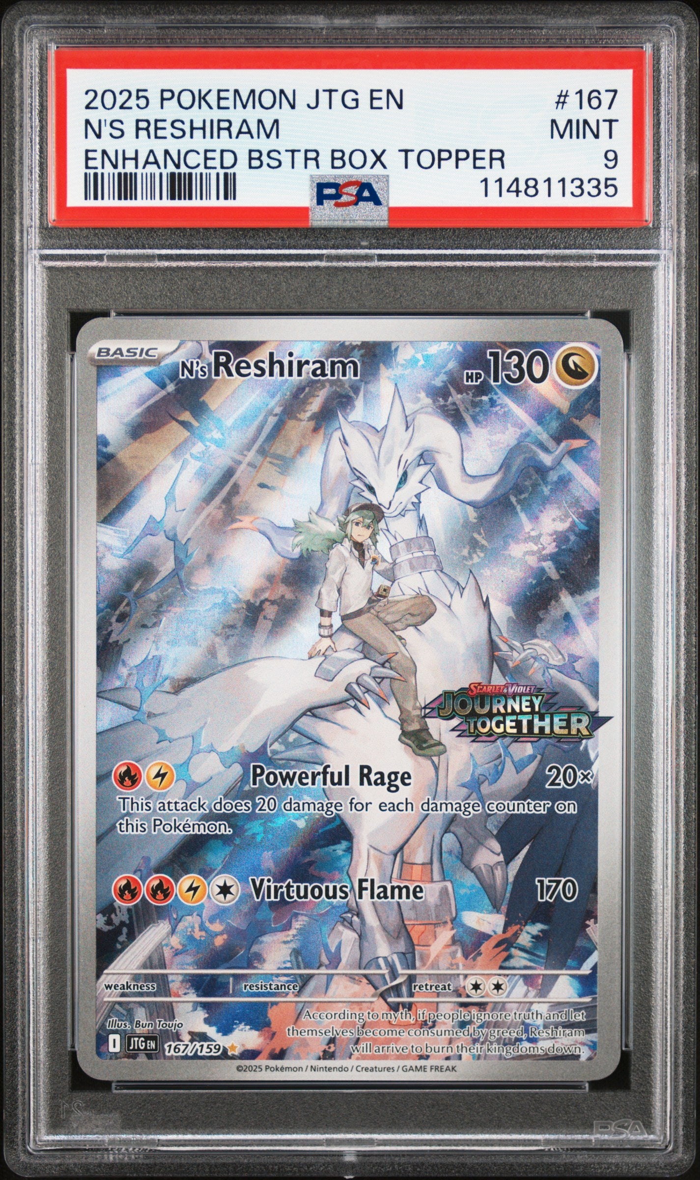 2025 Pokemon JTG EN N's Reshiram Stamped PSA 9