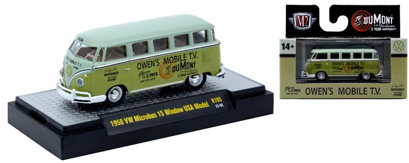 M2 Machines 1958 VW Microbus 15 Windows USA Model in Two-Tone Green