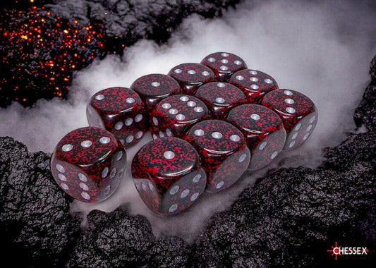 Chessex Speckled Silver Volcano 16mm d6 Dice Block (12 Dice)