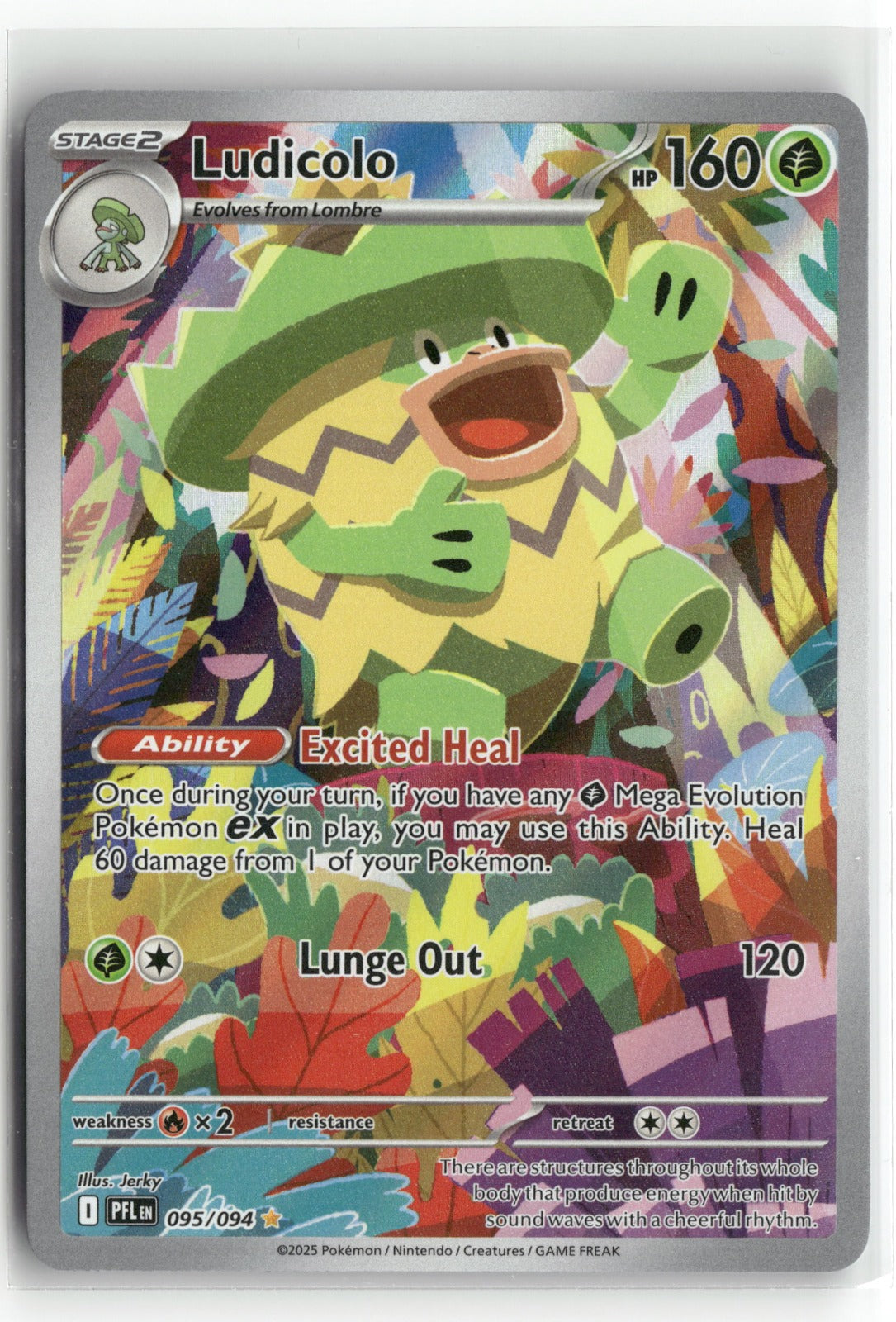 Pokemon Ludicolo 095/094 Illustration Rare 2025 ME02: Phantasmal Flames
