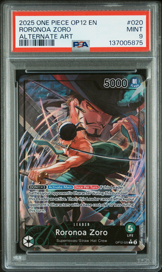 2025 One Piece OP12 Roronoa Zoro 020 Alt Art PSA 9