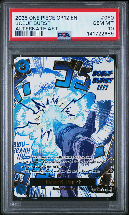 2025 One Piece OP12 Legacy of the Master #060 Boeuf Burst Alternate Art PSA 10 Gem Mint