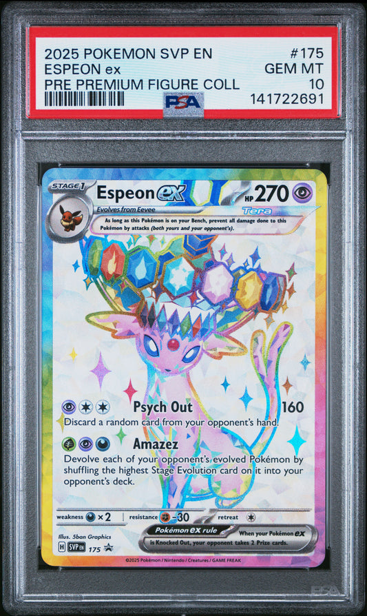 2025 Pokemon Svp En Sv Black Star Promo #175 Espeon Ex Prismatic Evolutions Premium Figure Collection PSA 10 Gem Mint