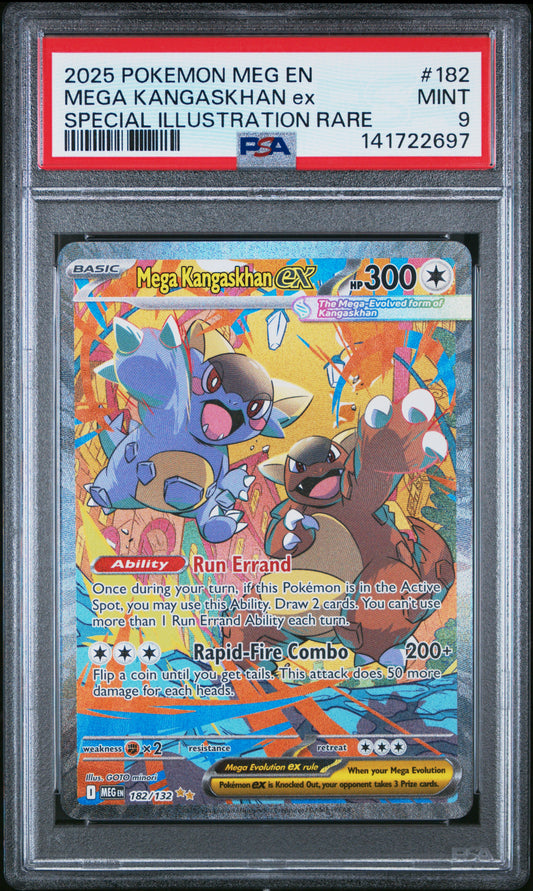 2025 Pokemon Mega Evolution #182 Mega Kangaskhan EX Special Illustration Rare PSA 9 Mint