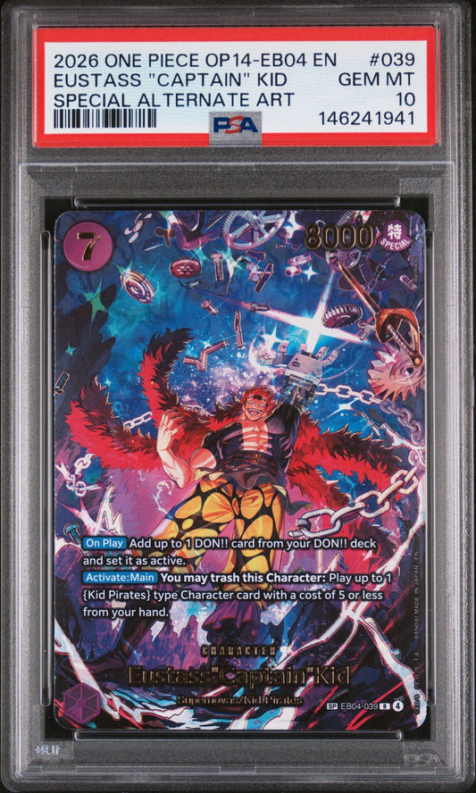 One Piece OP14 EB04 Eustass Captain Kid 039 Special Alt PSA 10
