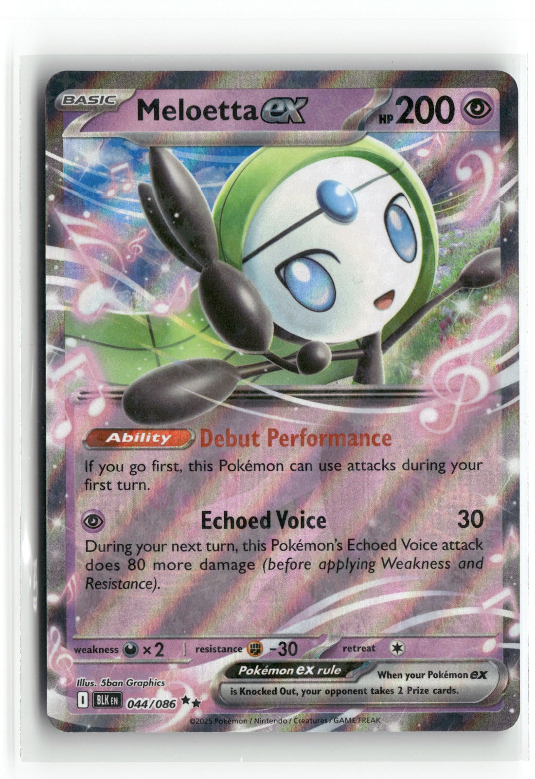 Pokemon Meloetta ex 044/086 Double Rare 2025 SV: Black Bolt