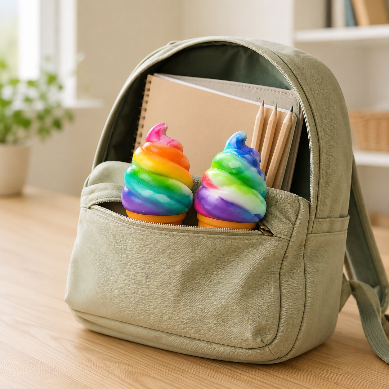 Rainbow Ice Cream Cone Slow-Rise Squishy- Sensory Fidget Toy