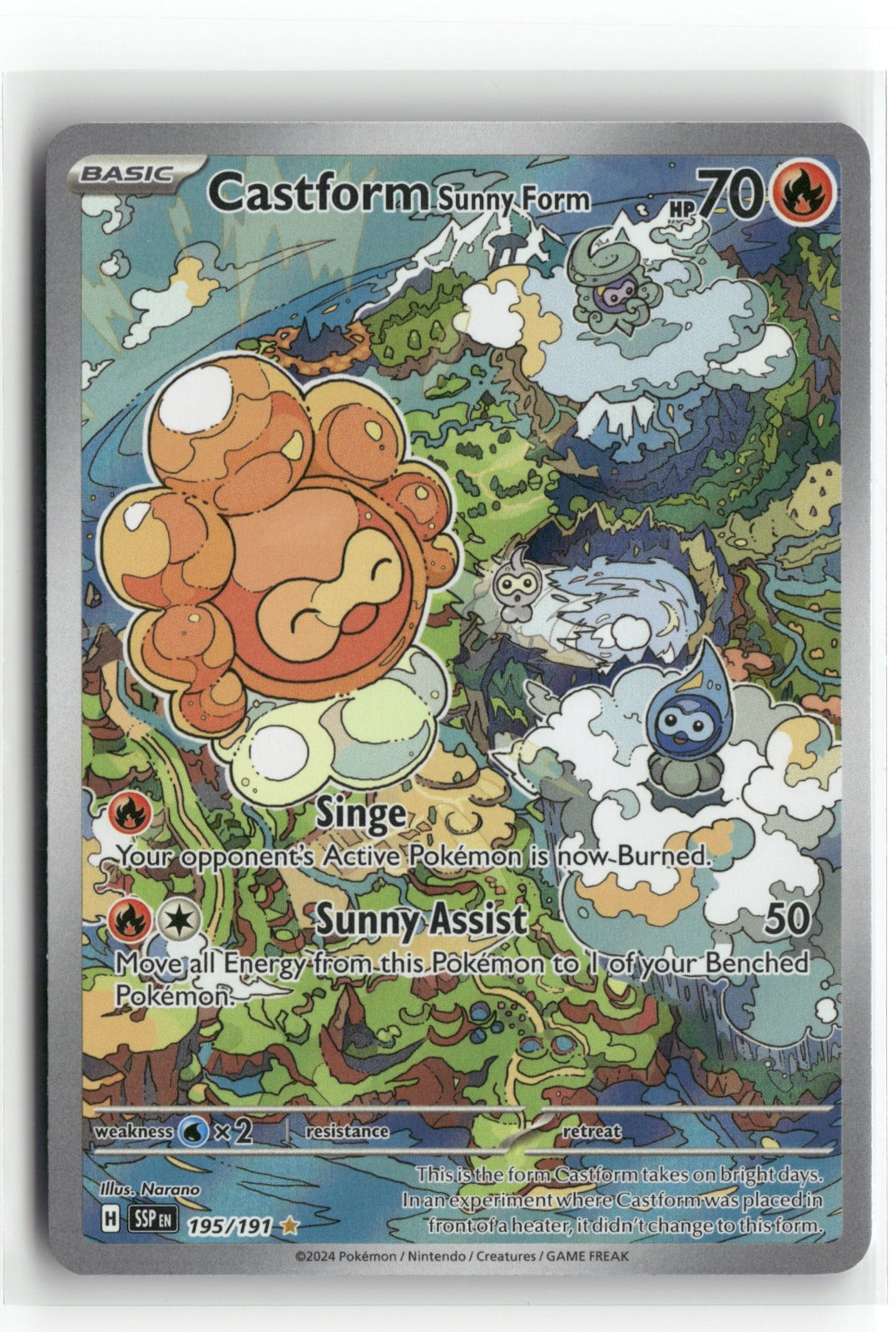Pokemon Castform Sunny Form 195/191 Illustration Rare 2024 SV08: Surging Sparks