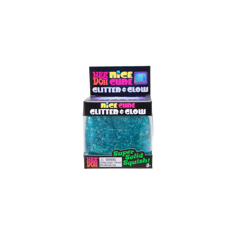 Schylling NeeDoh Glitter Glow Nice Cube Squishy Fidget Toy – Assorted Colors