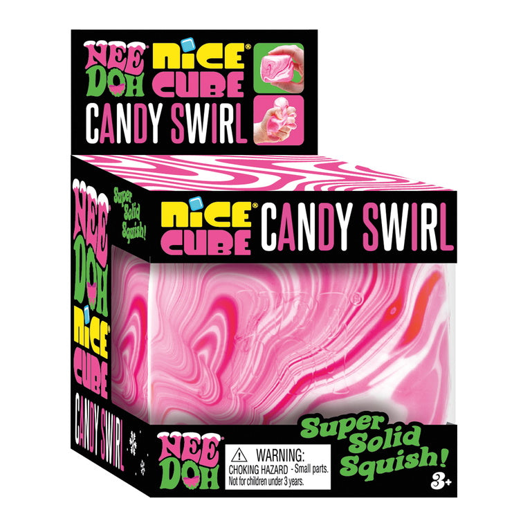 Schylling NeeDoh Candy Swirl Nice Cube Squishy Fidget Toy Pink