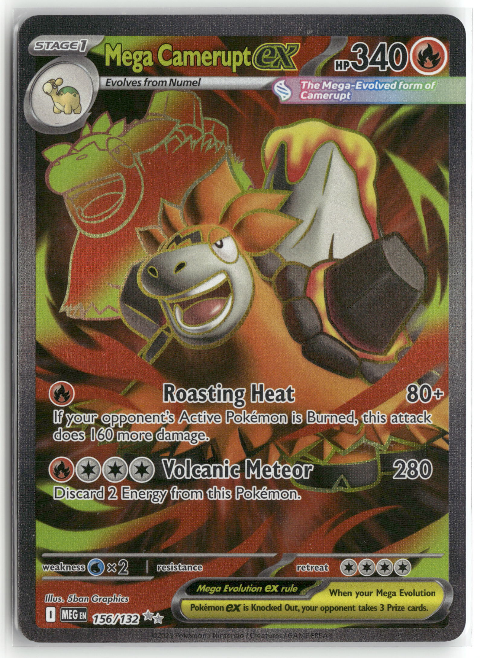 Pokemon Mega Camerupt ex 156/132 Ultra Rare 2025 ME01: Mega Evolution
