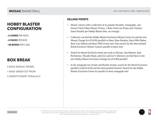 24-25 Panini Mosaic Hobby Blaster Basketball