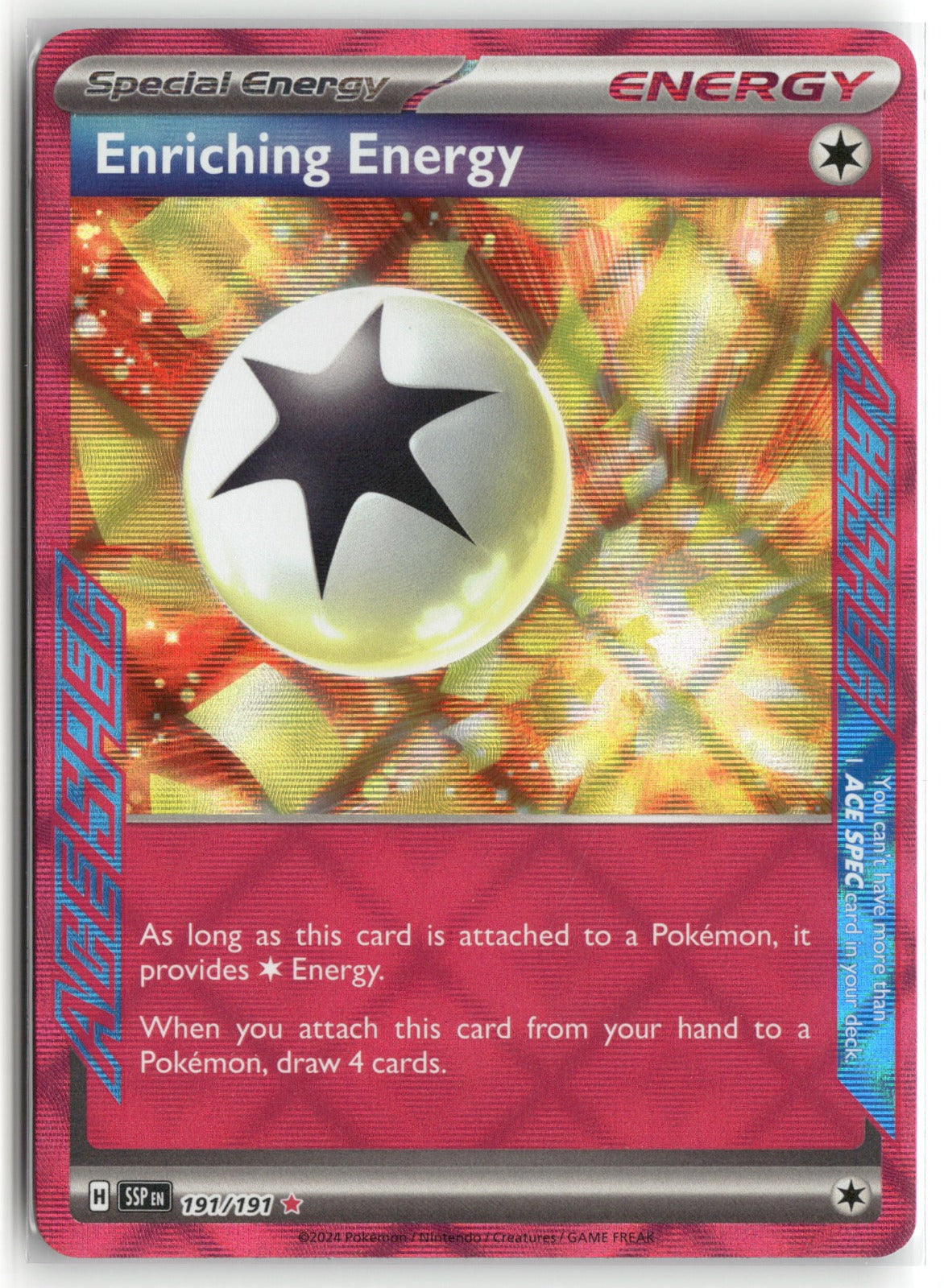 Pokemon Enriching Energy 191/191 ACE SPEC Rare 2024 SV08: Surging Sparks