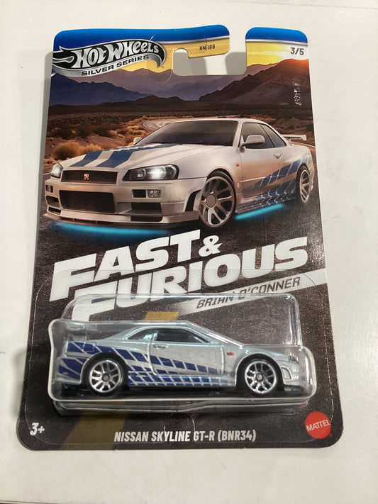 Hot Wheels Silver Series Nissan Skyline GT-R (BNR34) Fast & Furious Brian O'Connor 3/5