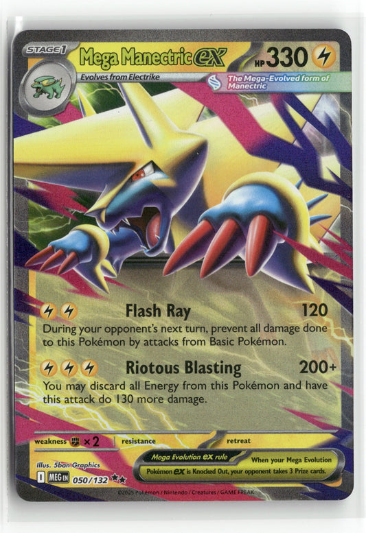 Pokemon Mega Manectric ex 050/132 Double Rare 2025 ME01: Mega Evolution