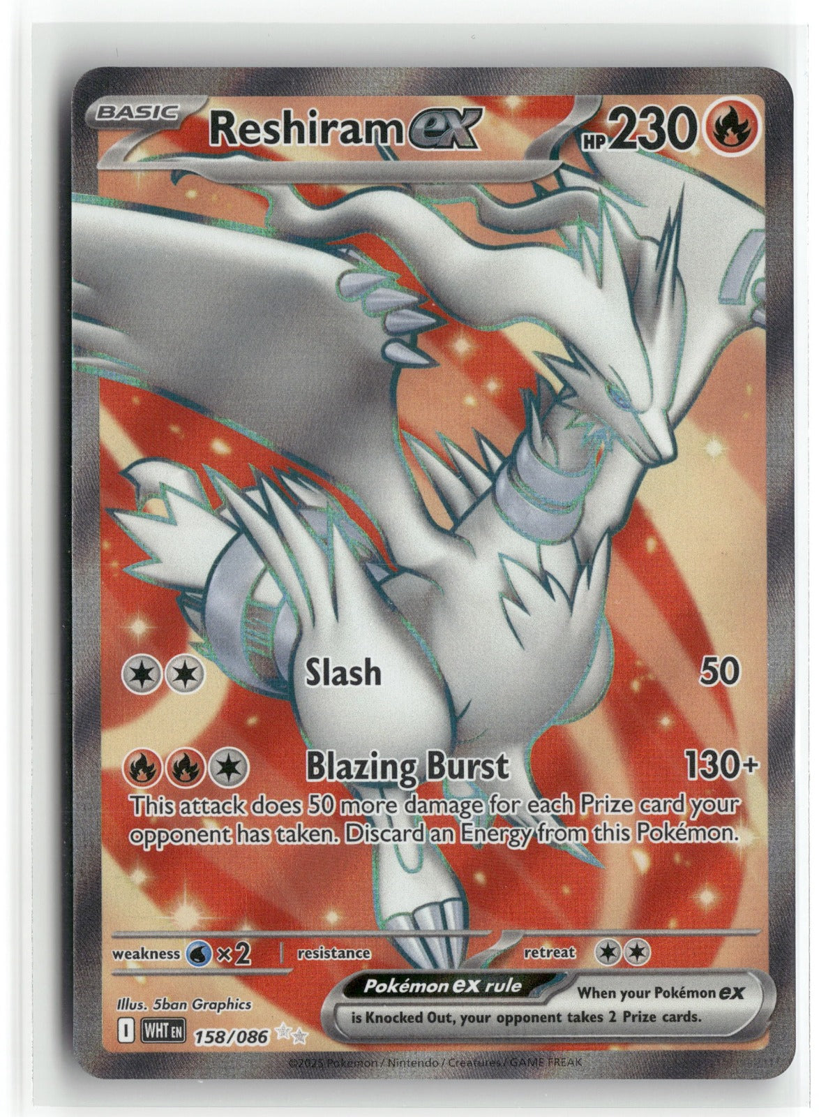 Pokemon Reshiram ex 158/086 Ultra Rare 2025 SV: White Flare
