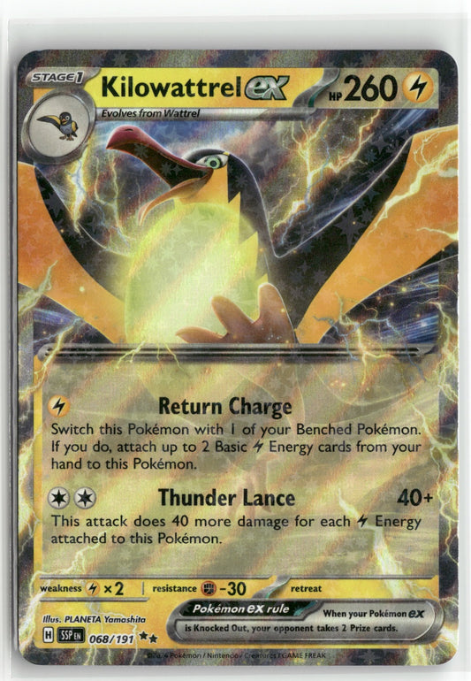 Pokemon Kilowattrel ex 068/191 Double Rare 2024 SV08: Surging Sparks