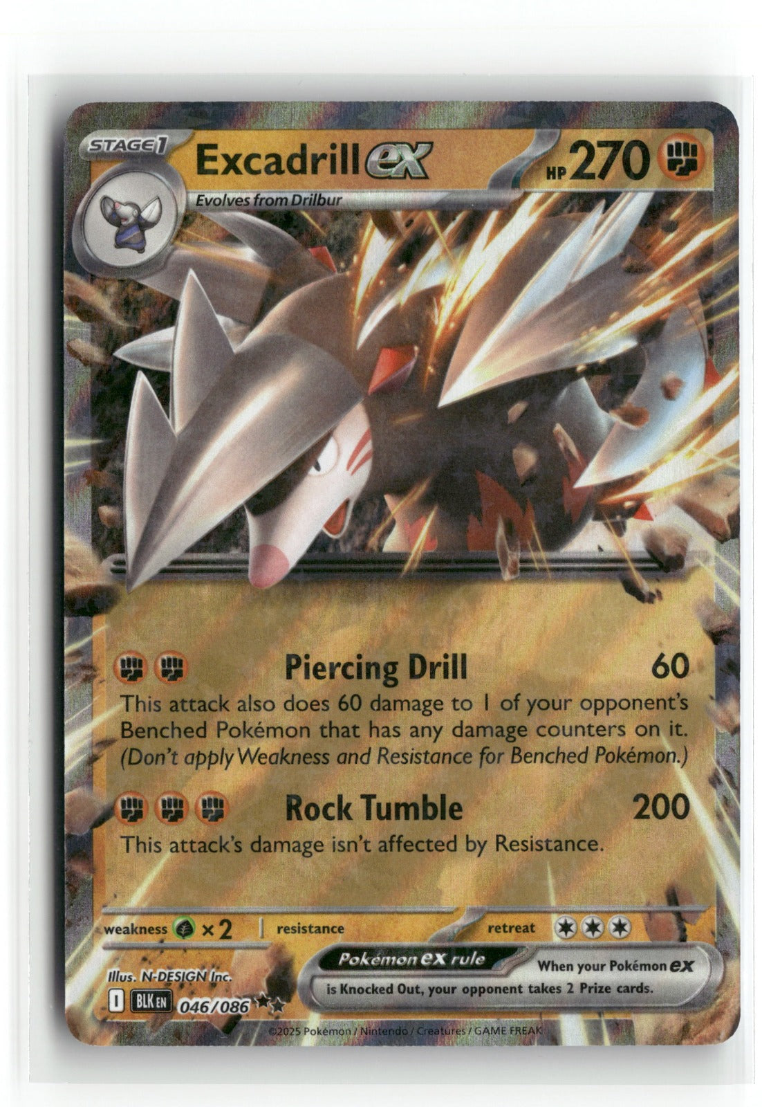 Pokemon Excadrill ex 046/086 Double Rare 2025 SV: Black Bolt