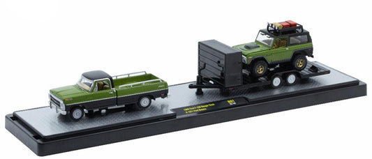 M2 Machines Auto Haulers 1969 Ford F-100 Ranger Truck and 1971 Ford Bronco Die Cast Vehicle Set 1:64 Scale